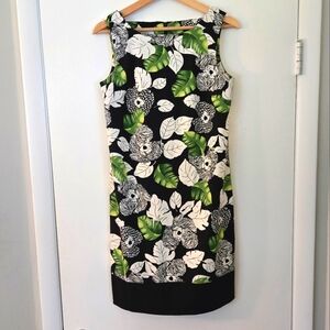 Dress Barn Tropical Leaf Floral Print Sheath Dress Size 6